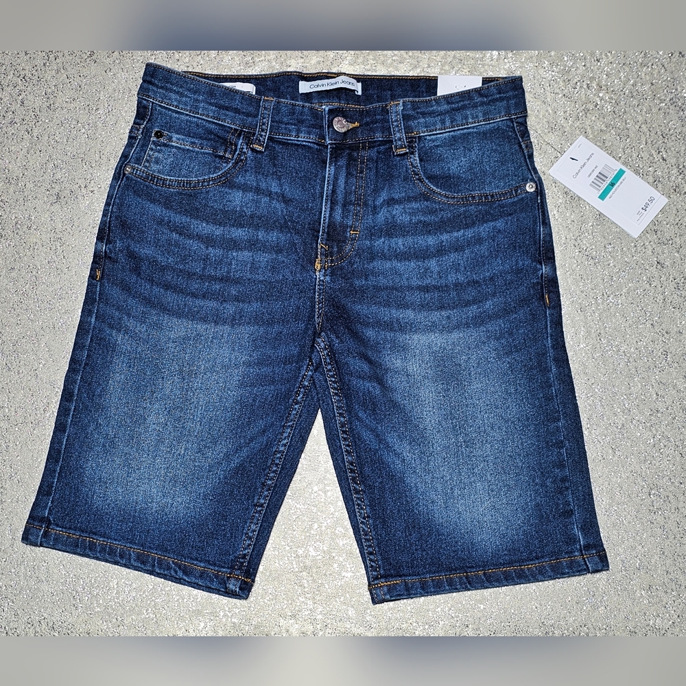 NWT Calvin Klein Jeans Boys Size 16 Mid Blue Slim Denim Shorts